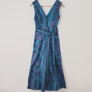 ALEXIS Cerelia Blue Floral Abstract Cropped Wide Leg Sleeveless Jumpsuit XS (31)